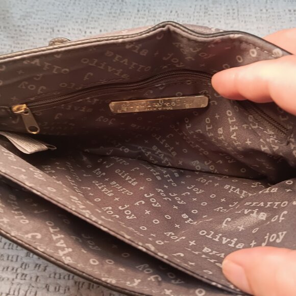 Olivia + Joy faux pebbled leather envelope chain strap shoulder / hand bag purse - Picture 5 of 15